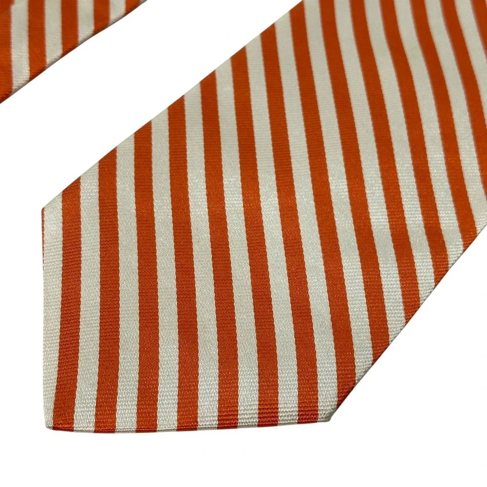 Brooks Brothers Makers Rep Stripe‎ Silk Tie Orange Ivy Prep Made England